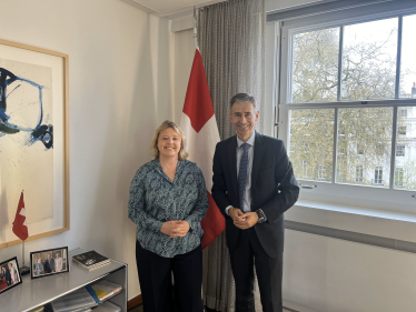 With the Ambassador of Switzerland to the UK, Markus Leitner